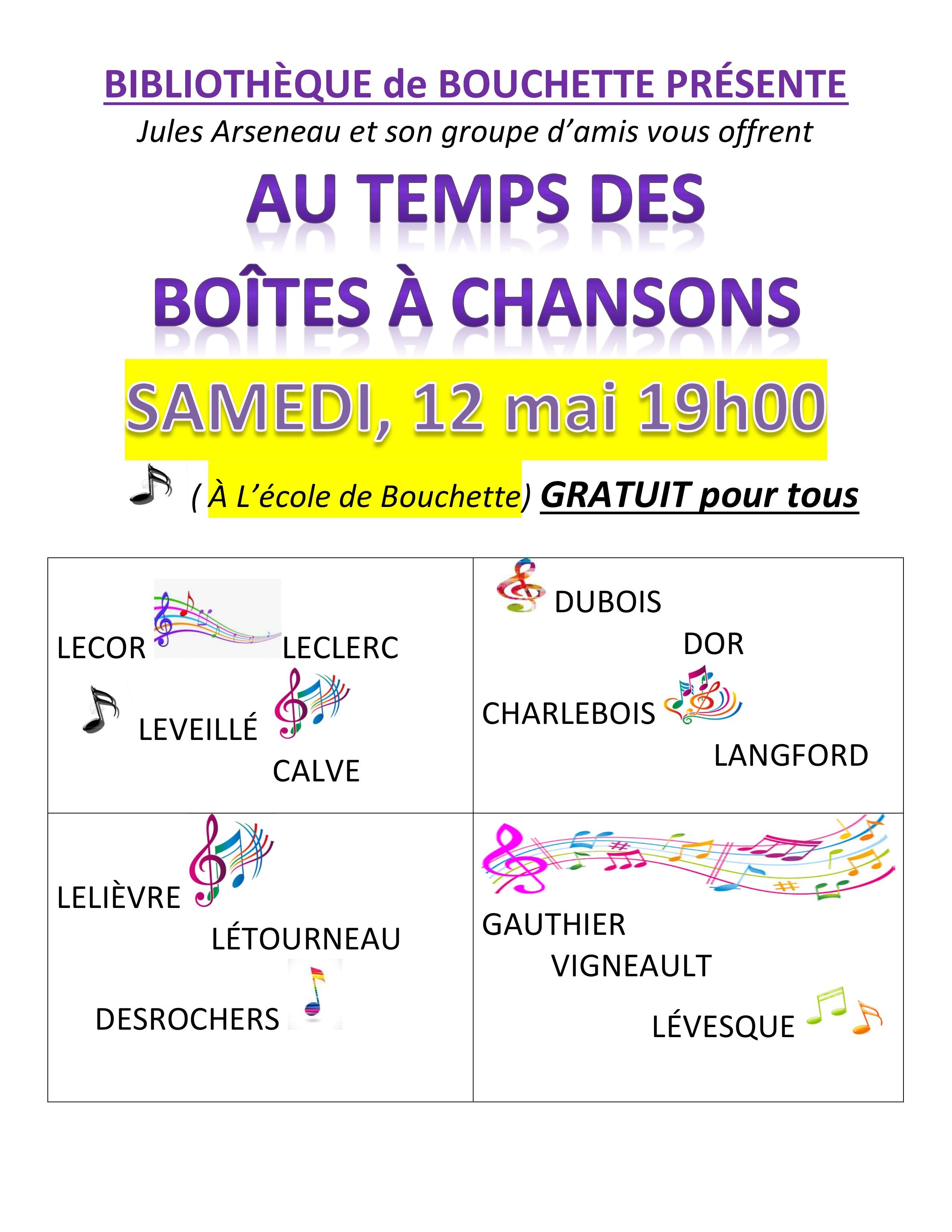 Au temps des botes chansons Bouchette